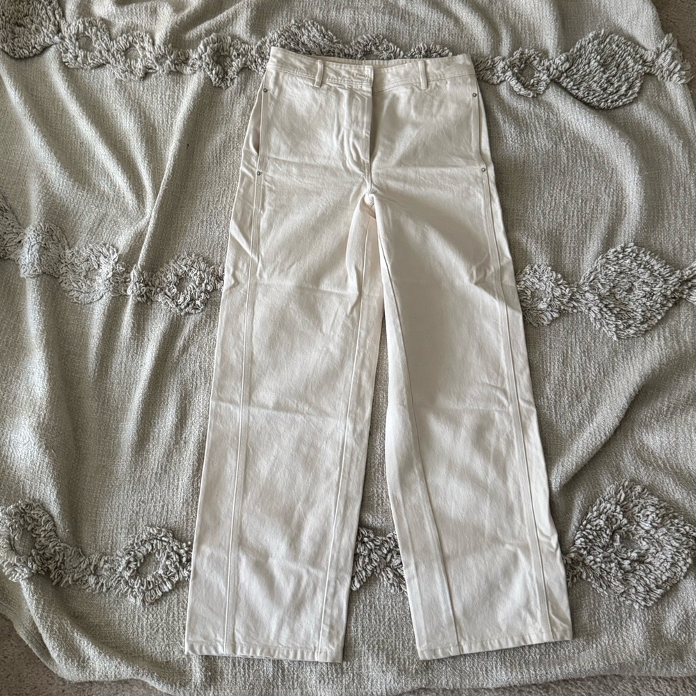 Aritzia Wide Leg Cream Denim Pant